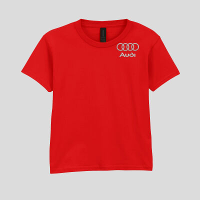 Embroidered Sliver Audi Badge - Softstyle™ youth ringspun t-shirt Thumbnail
